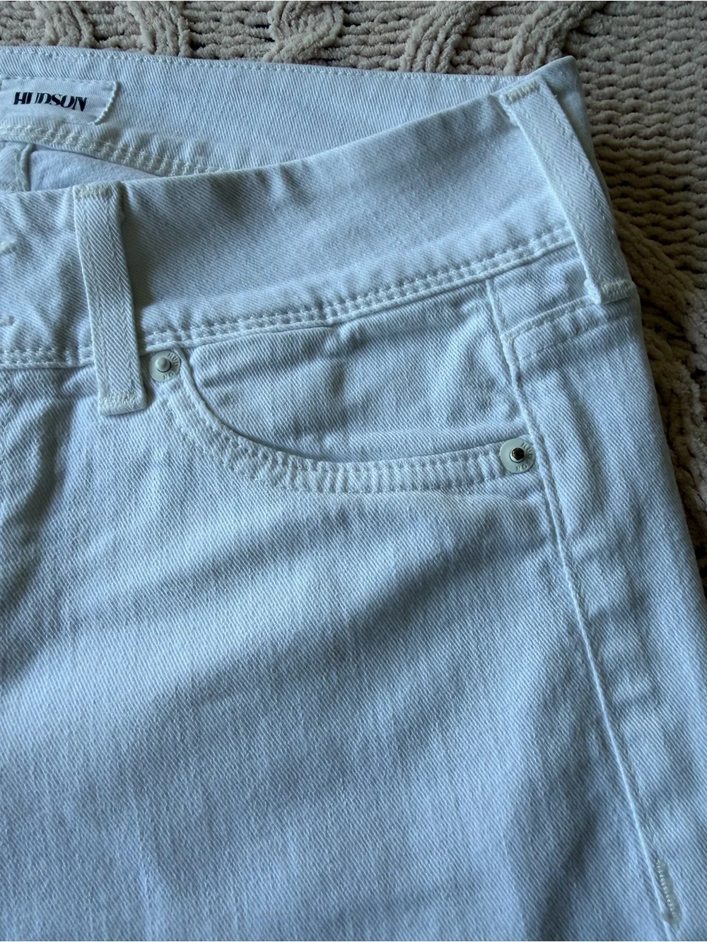 Hudson Jeans Women's Skinny Cuffed White Denim